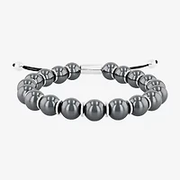 Mens  Stainless Steel Genuine Stone Beaded Bolo Bracelet