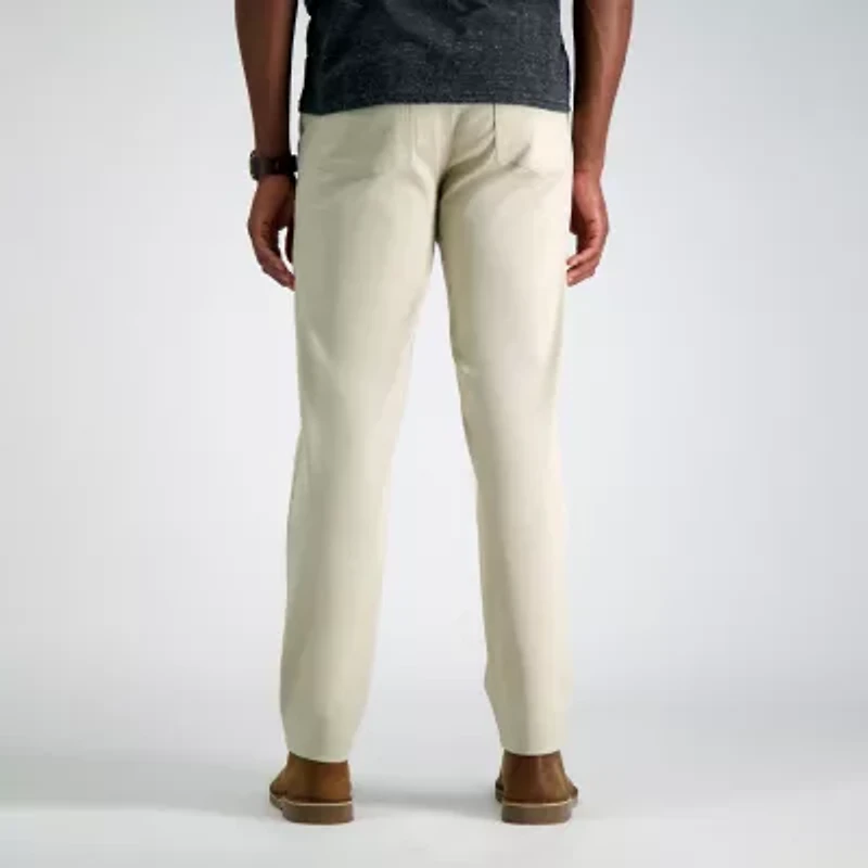 Haggar Iron Free Premium Khaki 5 Pocket Mens Comfort Waistband Straight Fit Flat Front Pant