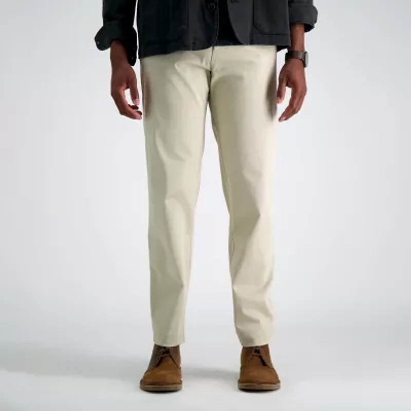 Haggar Iron Free Premium Khaki 5 Pocket Mens Comfort Waistband Straight Fit Flat Front Pant