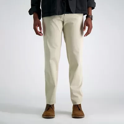 Haggar Iron Free Premium Khaki 5 Pocket Mens Comfort Waistband Straight Fit Flat Front Pant