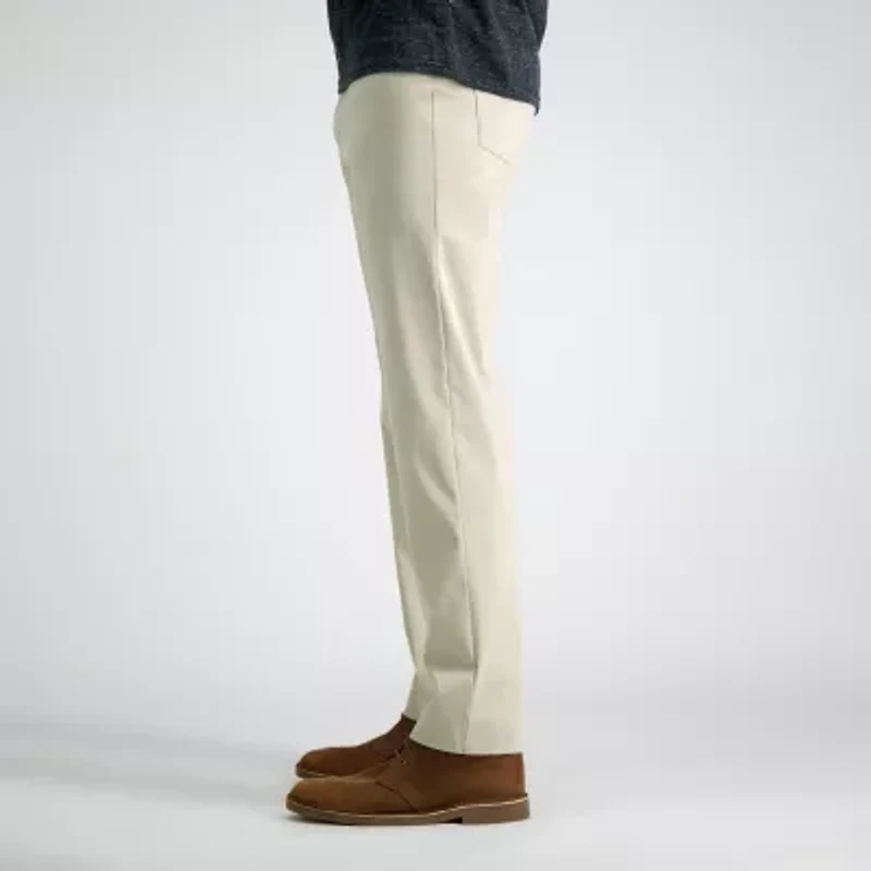 Haggar Iron Free Premium Khaki 5 Pocket Mens Comfort Waistband Straight Fit Flat Front Pant