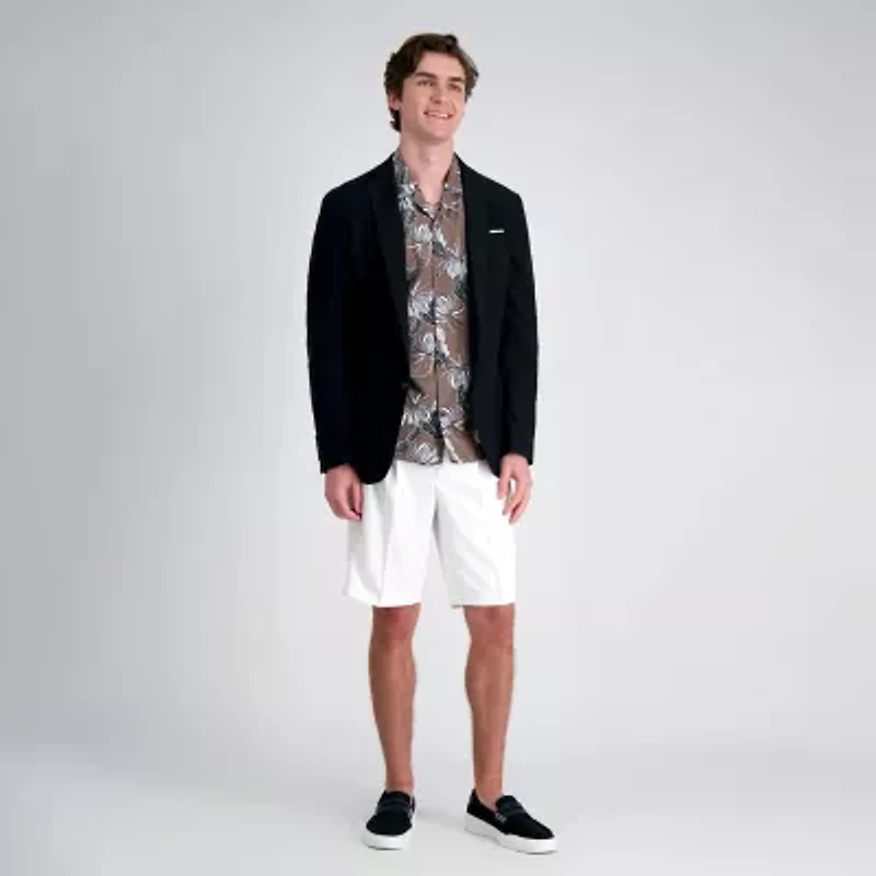 Haggar Cool 18 Pro Pleated Mens 9 1/2" Stretch Fabric Moisture Wicking Quick Dry Chino Short