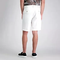 Haggar Cool 18 Pro Pleated Mens 9 1/2" Stretch Fabric Moisture Wicking Quick Dry Chino Short