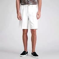 Haggar Cool 18 Pro Pleated Mens 9 1/2" Stretch Fabric Moisture Wicking Quick Dry Chino Short