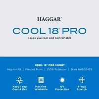 Haggar Cool 18 Pro Pleated Mens 9 1/2" Stretch Fabric Moisture Wicking Quick Dry Chino Short