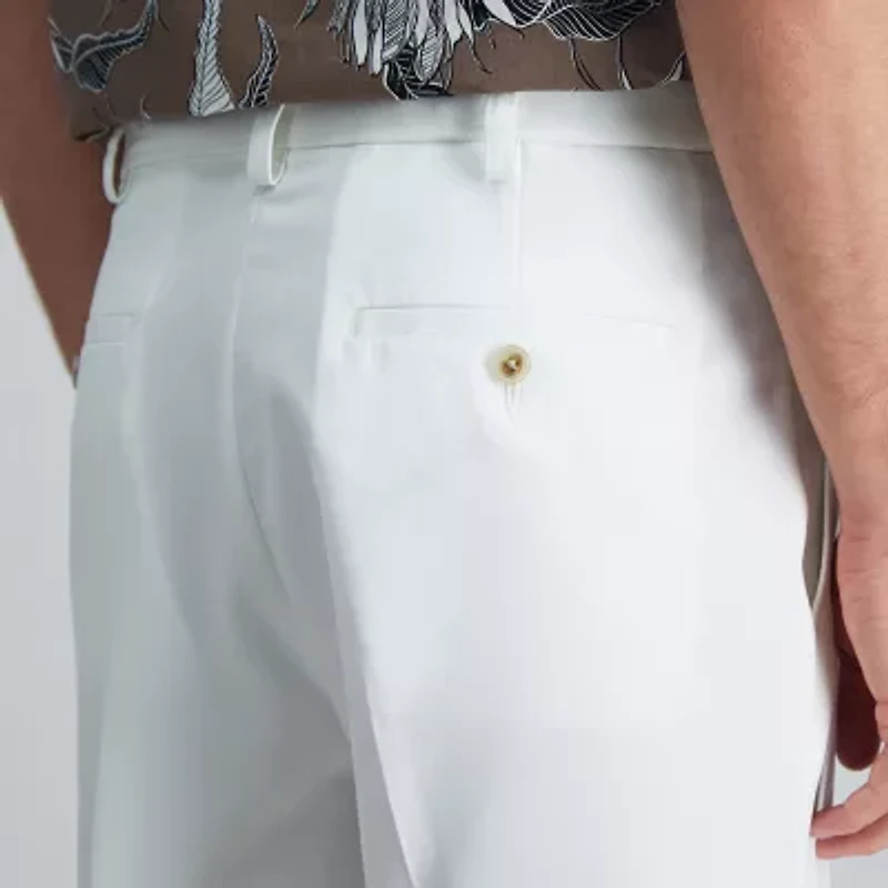 Haggar Cool 18 Pro Pleated Mens 9 1/2" Stretch Fabric Moisture Wicking Quick Dry Chino Short