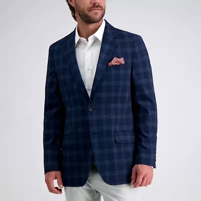 Haggar JMH Tailored Fit Mens Windowpane Stretch Fabric Classic Fit Sport Coat