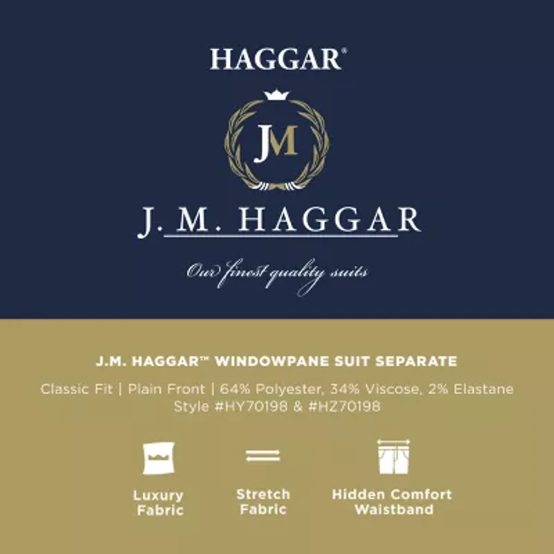 Haggar JMH Tailored Windowpane Mens Stretch Fabric Modern Fit Suit Jacket
