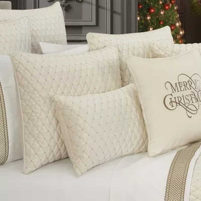 Queen Street Gabriel Winter White 3-pc. Embellished Quilt Set