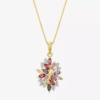 Womens Genuine Purple Amethyst 18K Gold Over Silver Flower 18 Inch Pendant Necklace