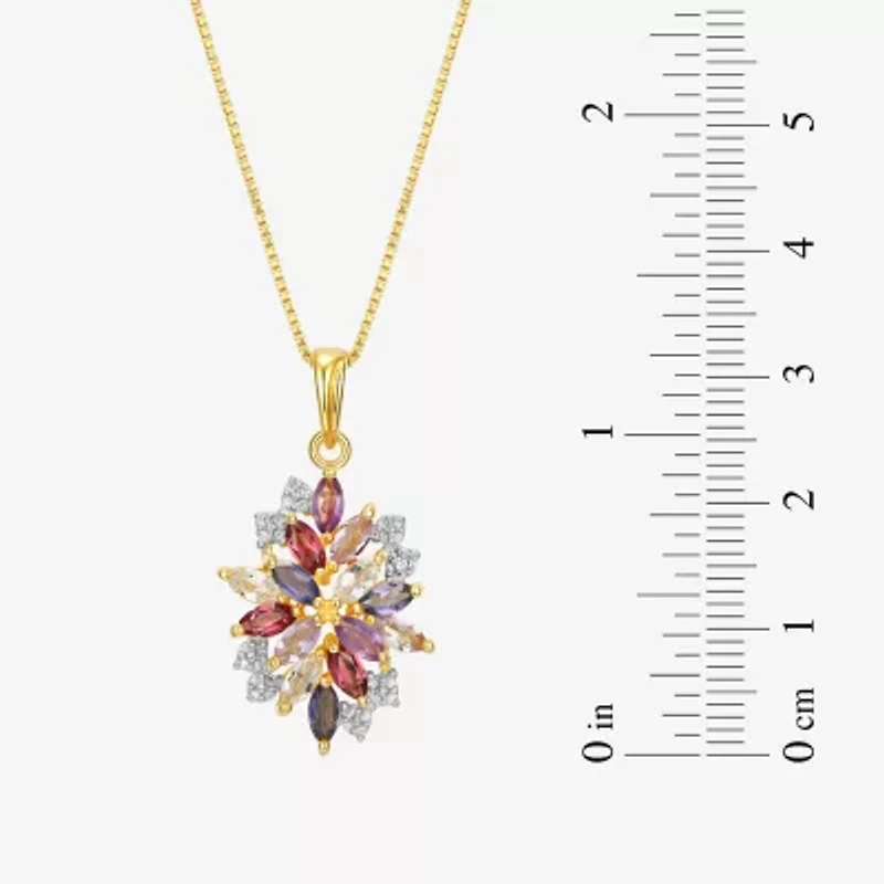 Womens Genuine Purple Amethyst 18K Gold Over Silver Flower 18 Inch Pendant Necklace