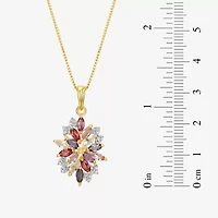 Womens Genuine Purple Amethyst 18K Gold Over Silver Flower 18 Inch Pendant Necklace