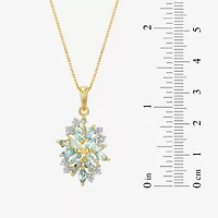 Womens Genuine Blue Topaz 18K Gold Over Silver Flower 18 Inch Pendant Necklace
