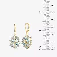 Womens Genuine Blue Topaz 18K Gold Over Silver Drop Earrings