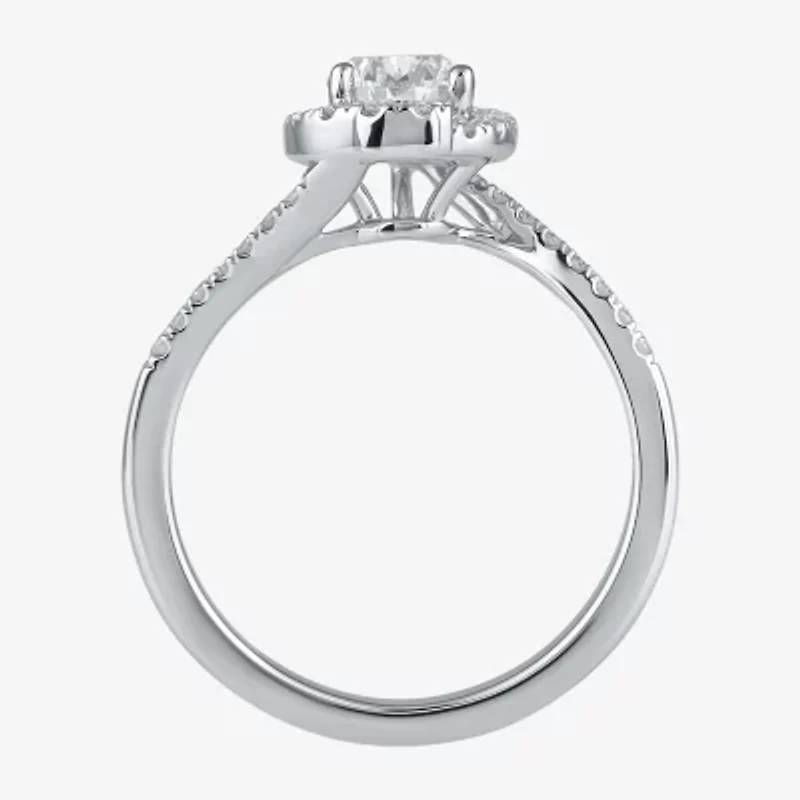 G / I1) Womens /2 CT. T.W. Lab Grown White Diamond 10K Gold Oval Halo Engagement Ring