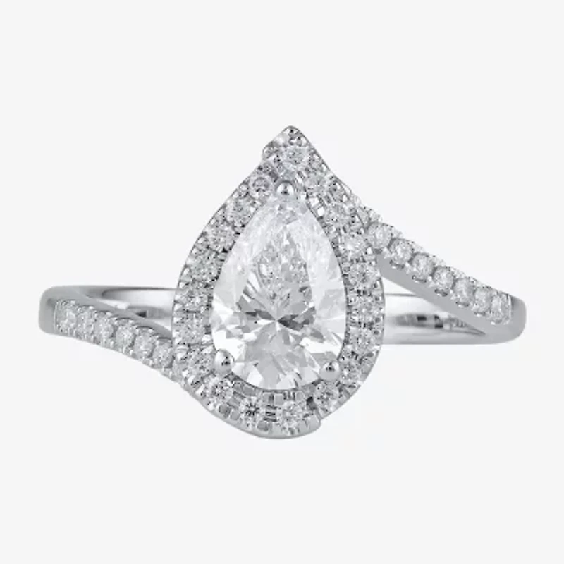G / I1) Womens /2 CT. T.W. Lab Grown White Diamond 10K Gold Oval Halo Engagement Ring