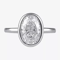 F / Si1) Womens 3 CT. Lab Grown White Diamond 10K Gold Oval Solitaire Engagement Ring