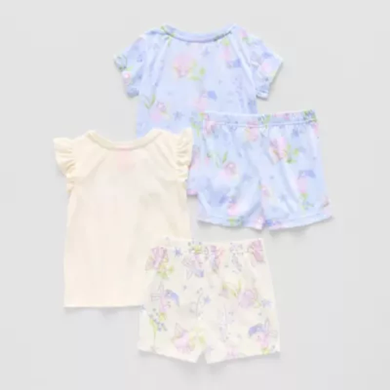 Dots & Dreams Toddler Girls Round Neck Short Sleeve 4-pc. Pajama Sets
