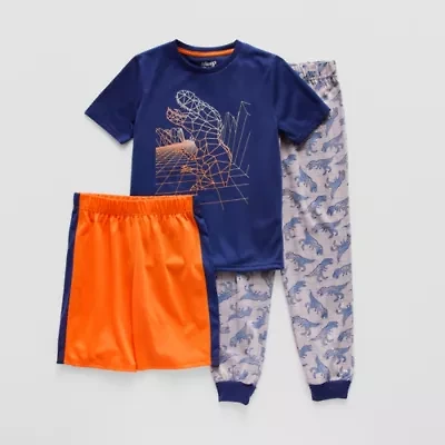Sleep On It Little & Big Kid Boys Crew Neck Short Sleeve 3-pc. Pajama Sets