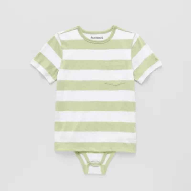 Thereabouts Little & Big Kid Boys Bodysuit Closure Easy-on + Easy-off Adaptive Crew Neck Short Sleeve Bodysuit