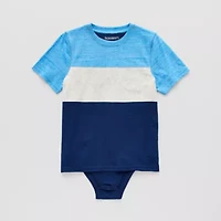 Thereabouts Little & Big Kid Boys Bodysuit Closure Easy-on + Easy-off Adaptive Crew Neck Short Sleeve