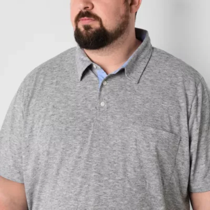 St. John's Bay Sueded Jersey Big and Tall Mens Classic Fit Short Sleeve Polo Shirt