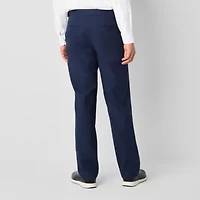 Stafford Linen Blend Side Buckle Tab Mens Classic Fit Flat Front Pant