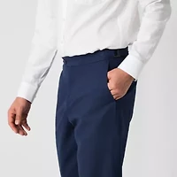 Stafford Linen Blend Side Buckle Tab Mens Classic Fit Flat Front Pant