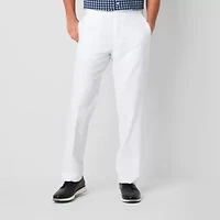 Stafford Linen Blend Side Buckle Tab Mens Classic Fit Dress Flat Front Pant