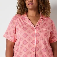 Liz Claiborne Womens Short Sleeve 2-pc. Plus Pajama Sets