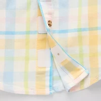 Okie Dokie Toddler Boys Easy-on + Easy-off Hidden Access Opening Short Sleeve Regular Fit Button-Down Shirt
