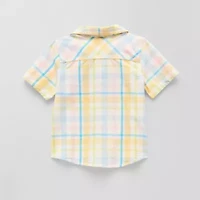 Okie Dokie Toddler & Little Boys Short Sleeve Regular Fit Button-Down Shirt