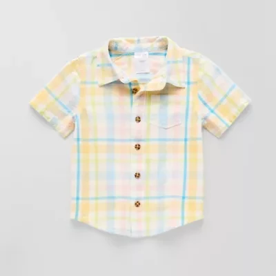 Okie Dokie Toddler & Little Boys Short Sleeve Regular Fit Button-Down Shirt