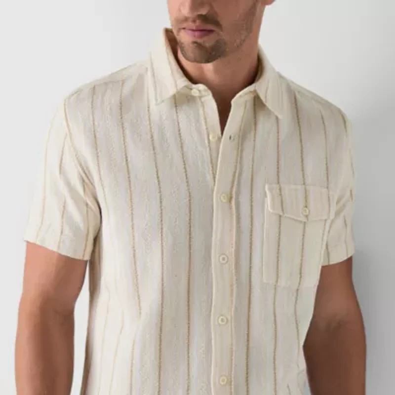 Frye and Co. Mens Short Sleeve Regular Fit Button-Down Shirt