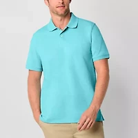 St. John's Bay Premium Dexterity Mens Classic Fit Easy-on + Easy-off Adaptive Short Sleeve Polo Shirt