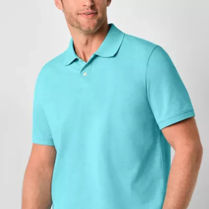 St. John's Bay Premium Dexterity Mens Classic Fit Easy-on + Easy-off Adaptive Short Sleeve Polo Shirt