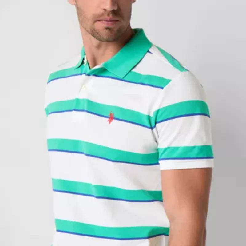U.S. Polo Assn. Stripe Pique Mens Classic Fit Short Sleeve Shirt