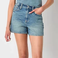 Arizona Curvy Womens High Rise-Juniors Denim Short
