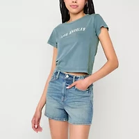Arizona Curvy Womens High Rise-Juniors Denim Short