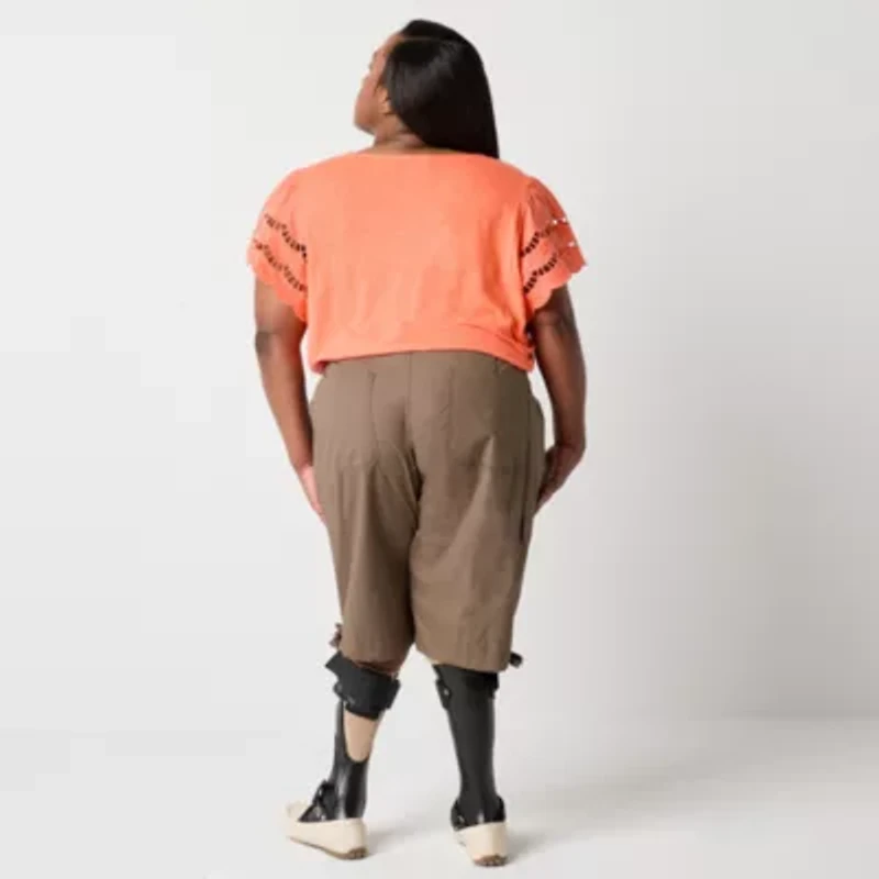 St. John's Bay Womens 11 1/2" Mid Rise Plus Adaptive Easy-on + Easy-off Bermuda Short