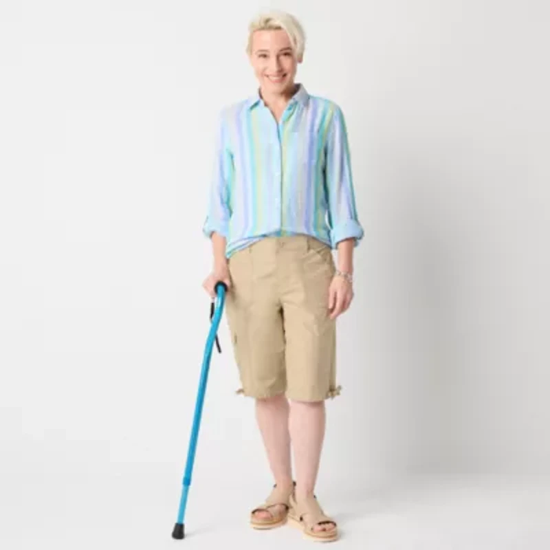 St. John's Bay Womens 11 1/2" Mid Rise Adaptive Easy-on + Easy-off Cargo Short