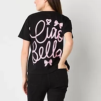 Tweety Amore Bows Relaxed Cropped Tee Womens Crew Neck Short Sleeve Loose Fit Juniors Graphic T-Shirt