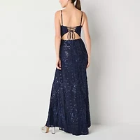 Lilli Asher Womens Sleeveless Glitter Sequin Floral Juniors Bodycon Dress