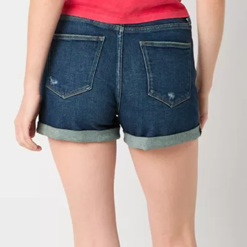 Arizona Curvy Womens High Rise Juniors Denim Short