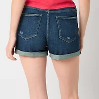 Arizona Curvy Womens High Rise Juniors Denim Short