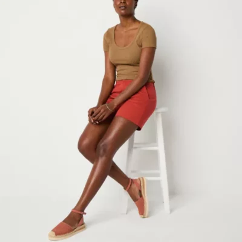 a.n.a Womens 5" Mid Rise Chino Short