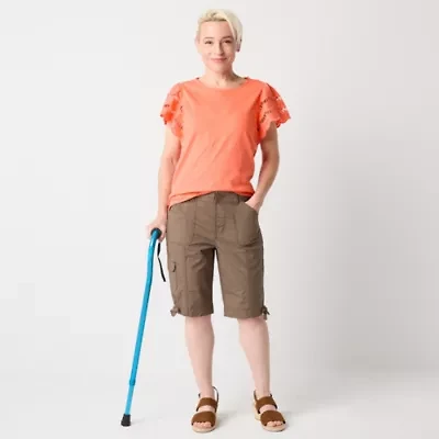 St. John's Bay Womens 11 1/2" Mid Rise Adaptive Easy-on + Easy-off Cargo Short