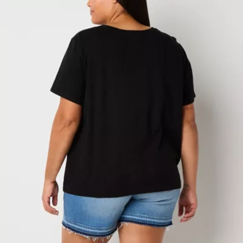 a.n.a Womens Crew Neck Short Sleeve Plus T-Shirt
