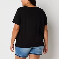 a.n.a Womens Crew Neck Short Sleeve Plus T-Shirt