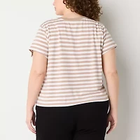 a.n.a Womens Plus Crew Neck Short Sleeve Pocket T-Shirt